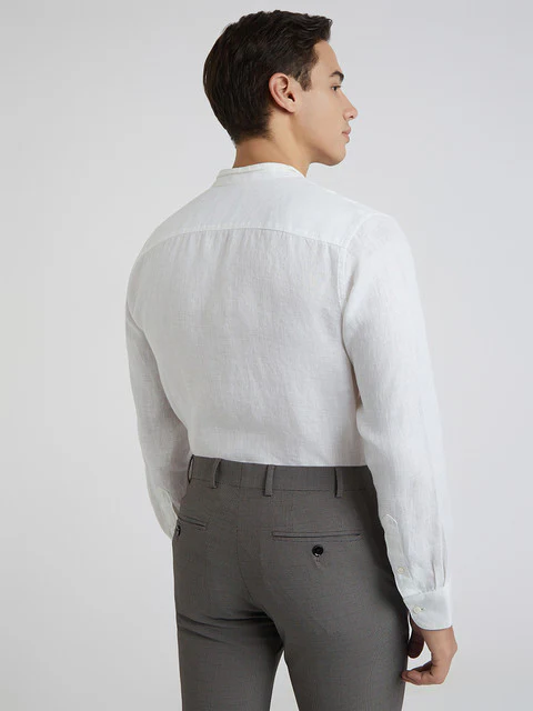 Raymond Men White Solid Regular Fit Linen Shirt - Image 4