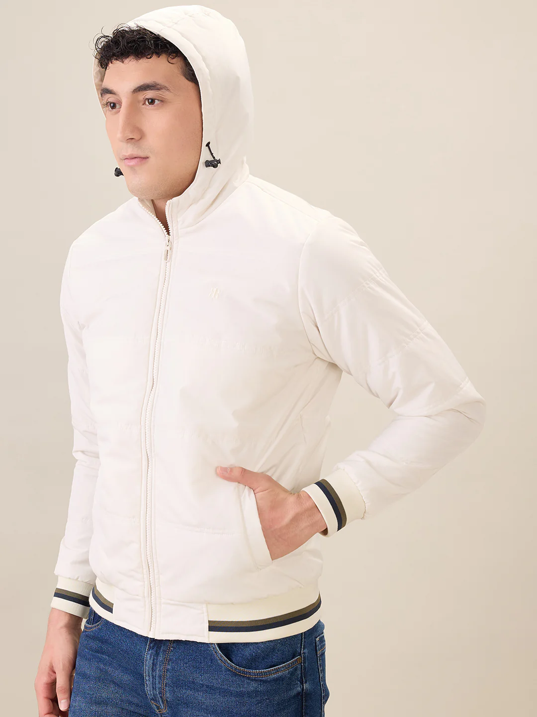 Raymond Men White Solid Regular Fit Polyester Jacket - Image 3
