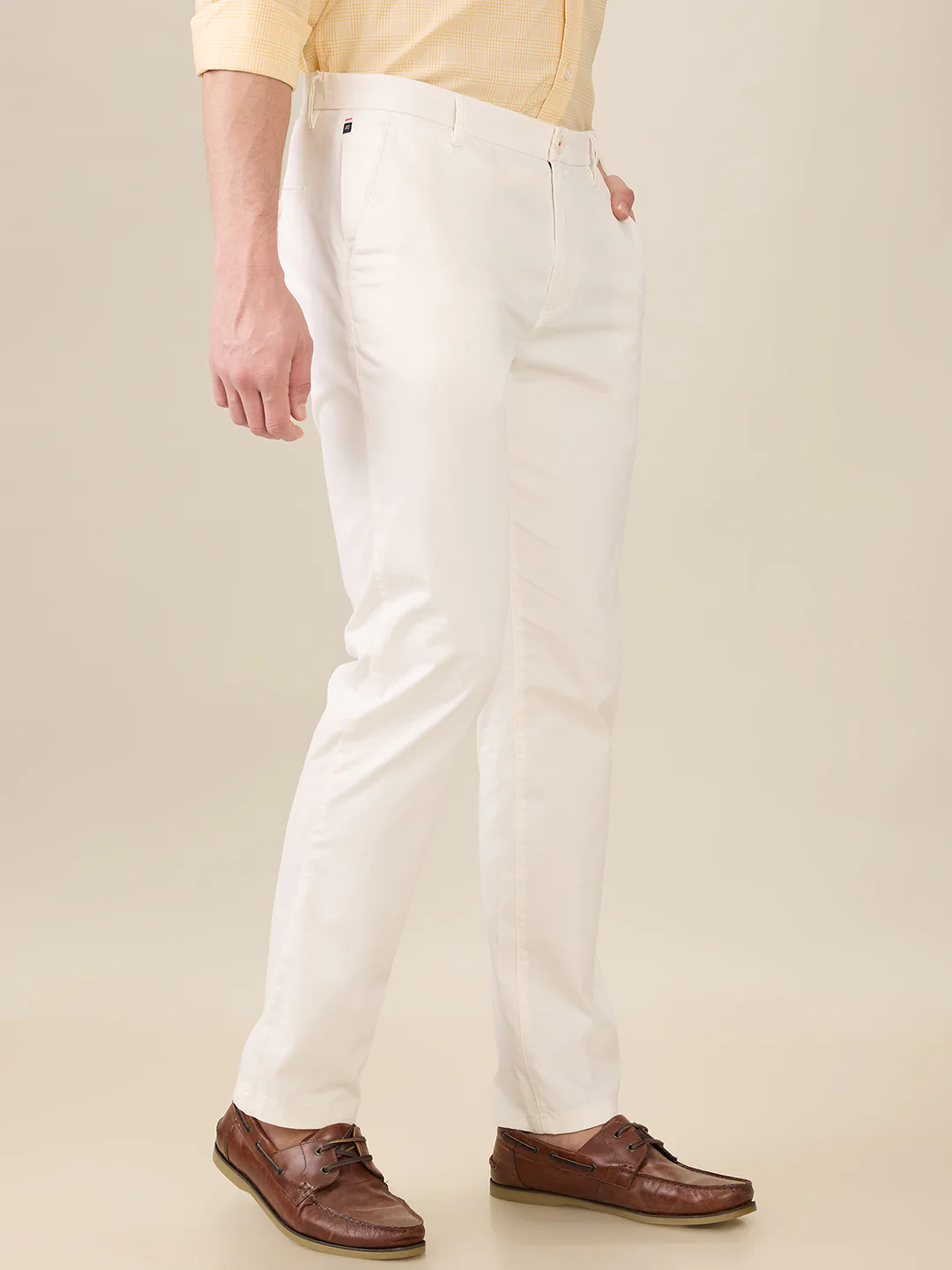 Raymond Men White Solid Slim Fit Cotton Blend Trouser - Image 2