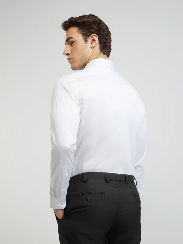 Raymond Men White Solid Slim Fit Cotton Formal Shirt - Image 4