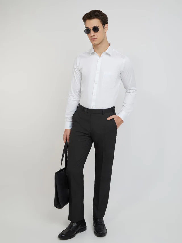 Raymond Men White Solid Slim Fit Cotton Formal Shirt - Image 5