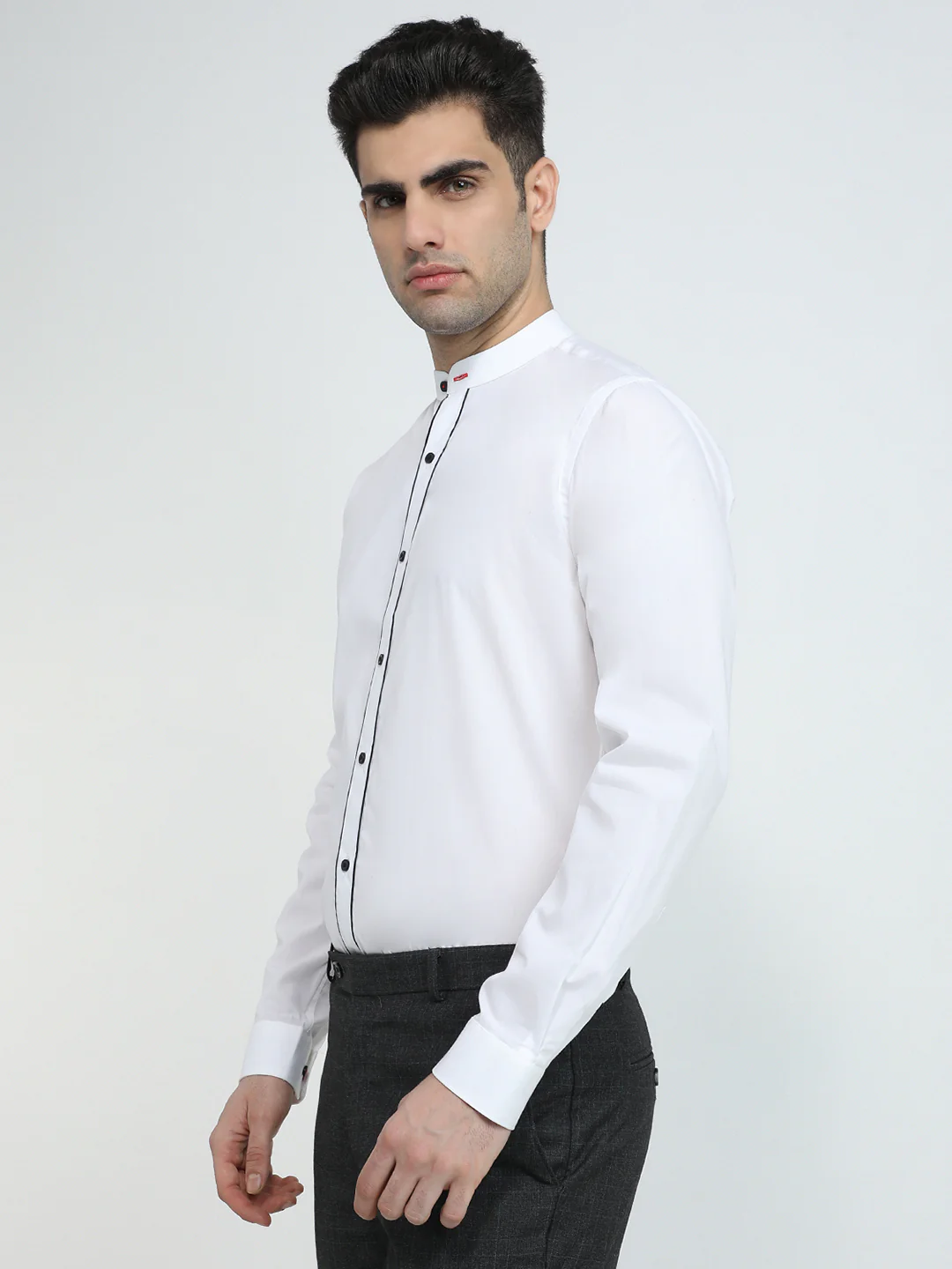 Raymond Men White Solid Slim Fit Cotton Full Sleeve Formal Shirt - Image 2