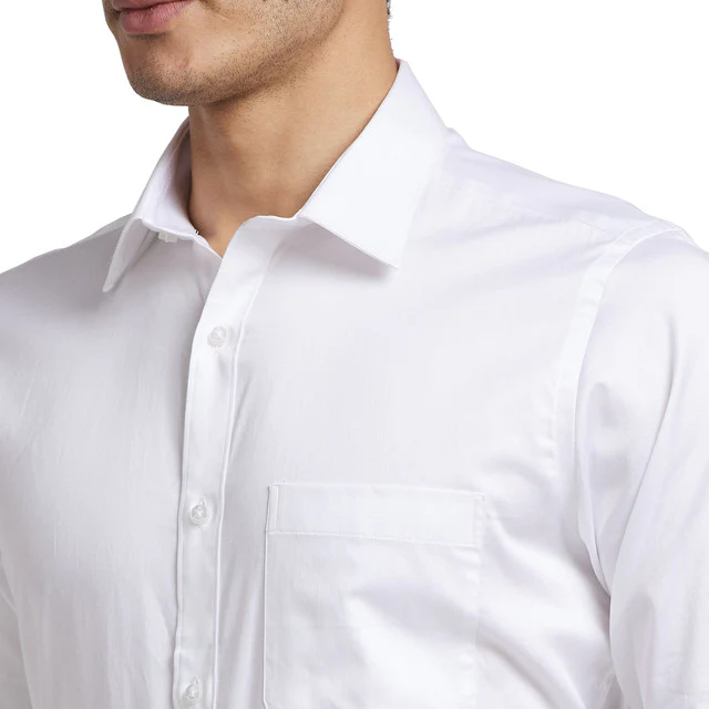 Raymond Men White Solid Slim Fit Cotton Shirt - Image 6