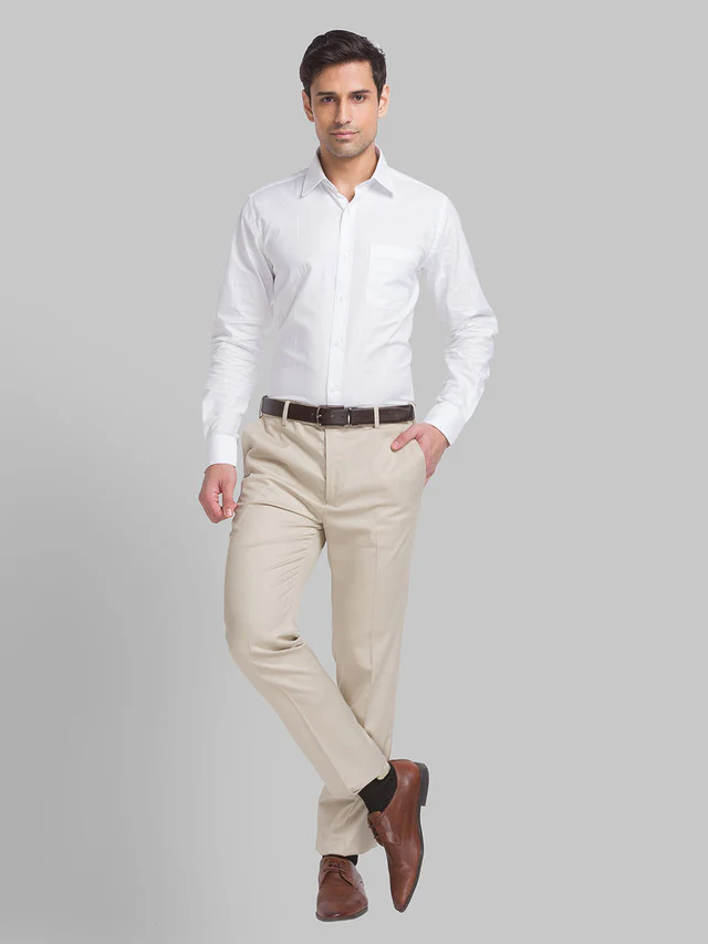 Raymond Men White Solid Slim Fit Full Sleeve Semi Cut Away Collar Shirt - Image 5
