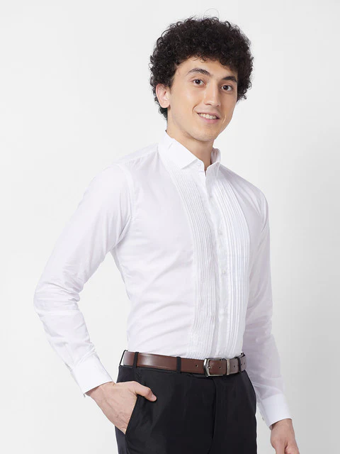 Raymond Men White Stripe Contemporary Fit Cotton Formal Shirt - Image 2
