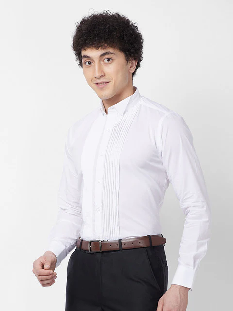 Raymond Men White Stripe Contemporary Fit Cotton Formal Shirt - Image 3