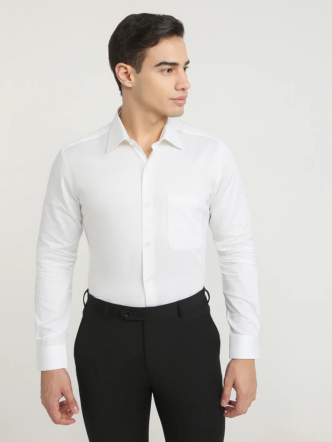 Raymond Men White Structure Contemporary Fit Cotton Formal Shirt
