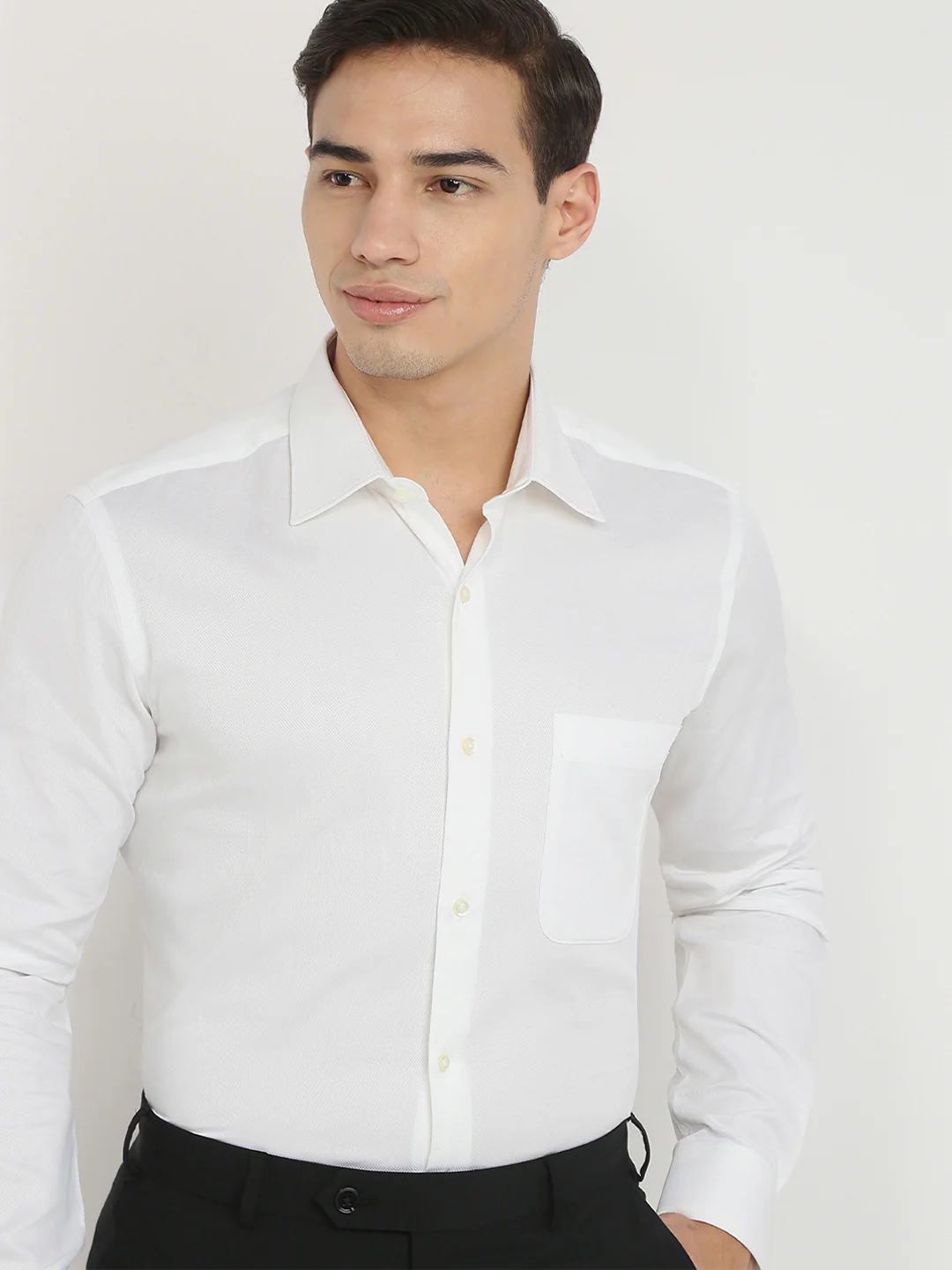 Raymond Men White Structure Contemporary Fit Cotton Formal Shirt - Image 2
