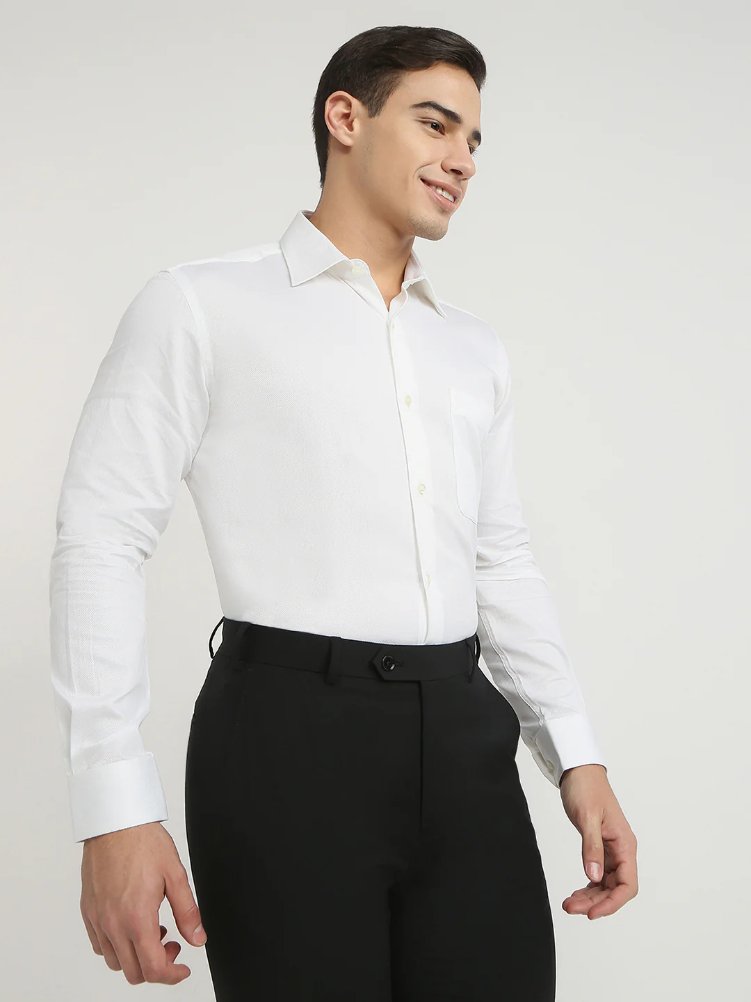Raymond Men White Structure Contemporary Fit Cotton Formal Shirt - Image 3