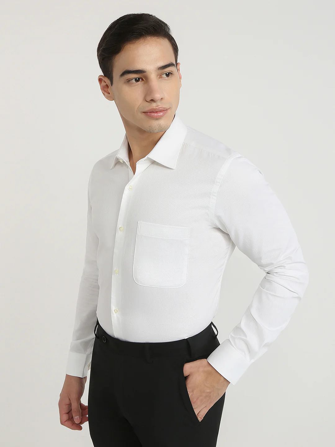 Raymond Men White Structure Contemporary Fit Cotton Formal Shirt - Image 4