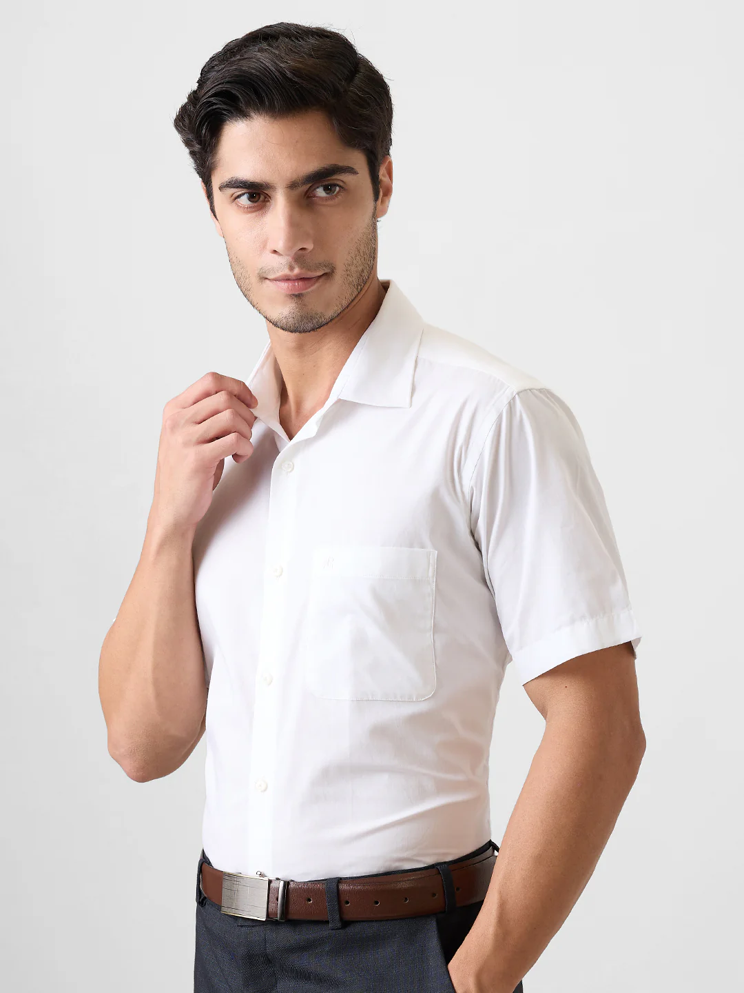 Raymond Men White Structure Regular Fit Cotton Blend Shirt - Image 3