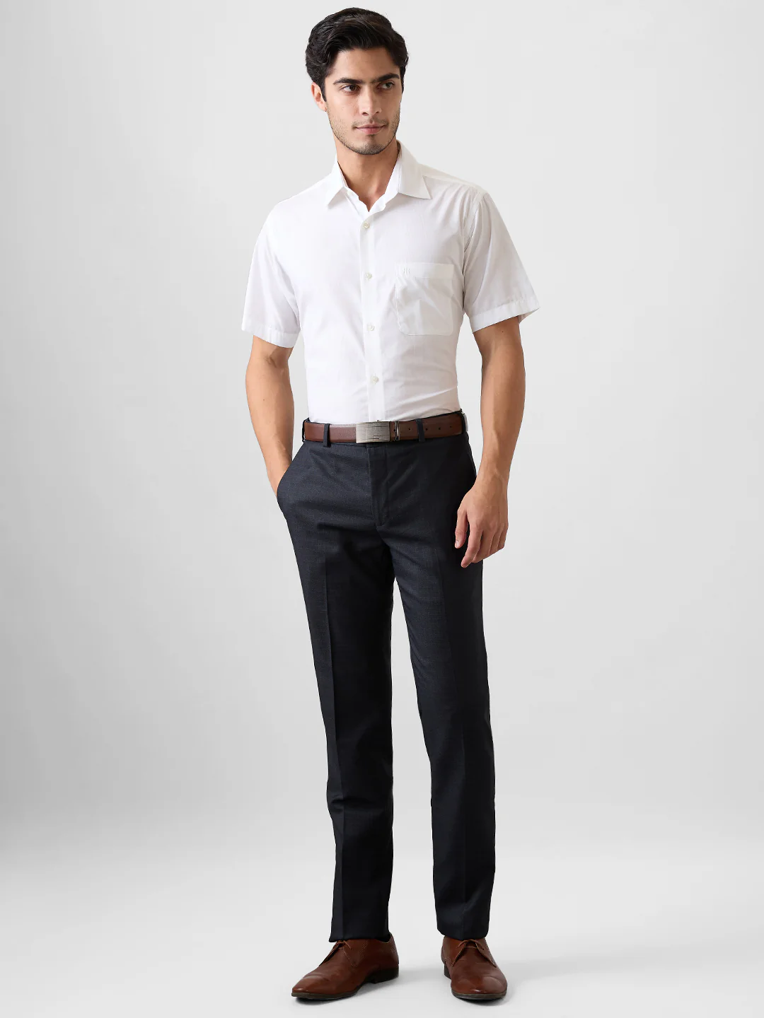 Raymond Men White Structure Regular Fit Cotton Blend Shirt - Image 5