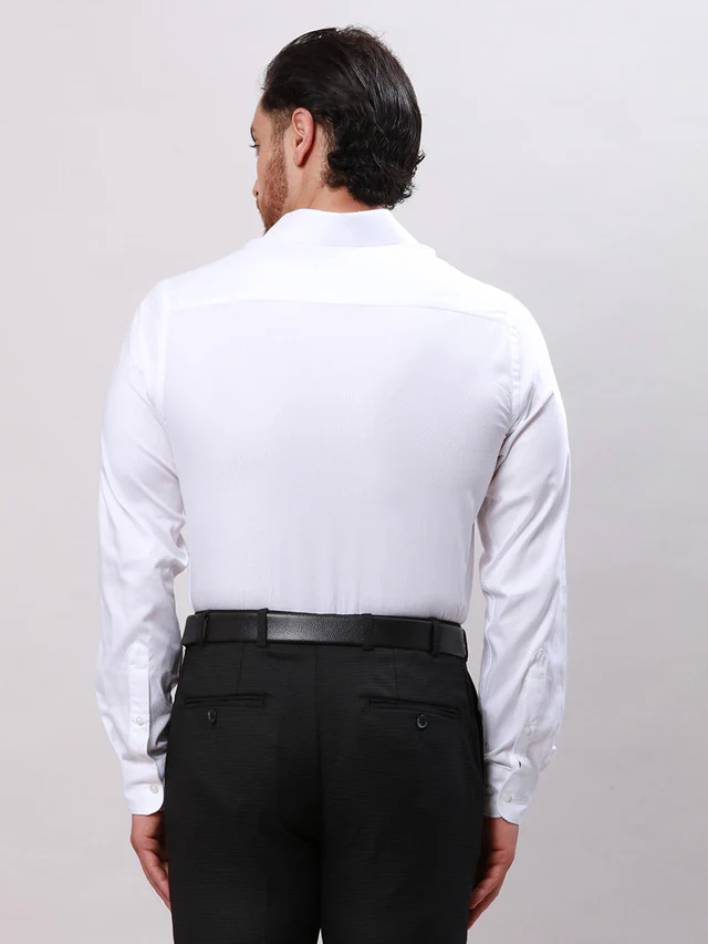 Raymond Men White Structure Slim Fit Cotton Formal Shirt - Image 4