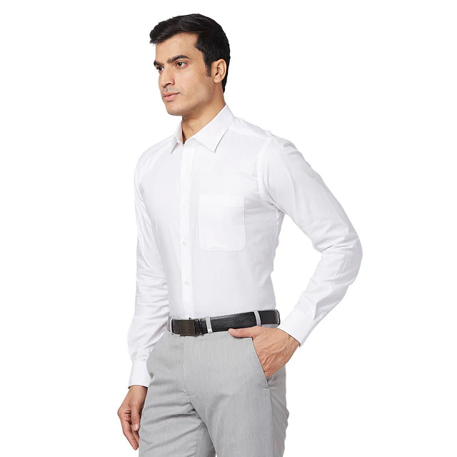 Raymond Men White Structure Slim Fit Cotton Shirt - Image 3