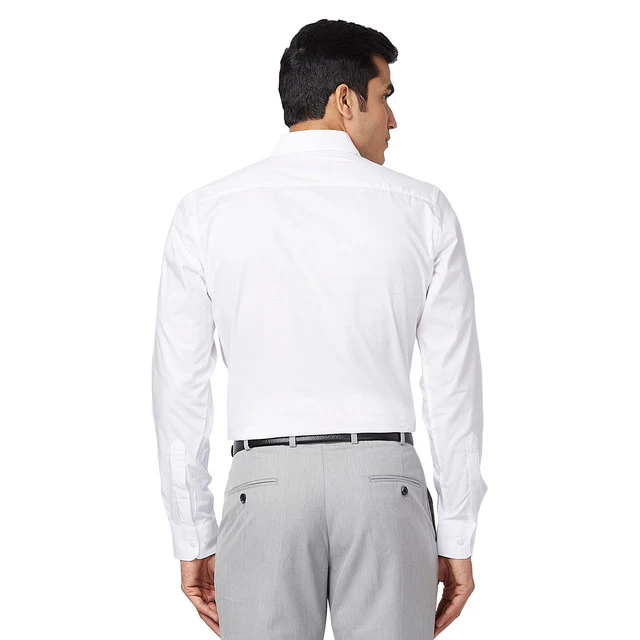 Raymond Men White Structure Slim Fit Cotton Shirt - Image 4