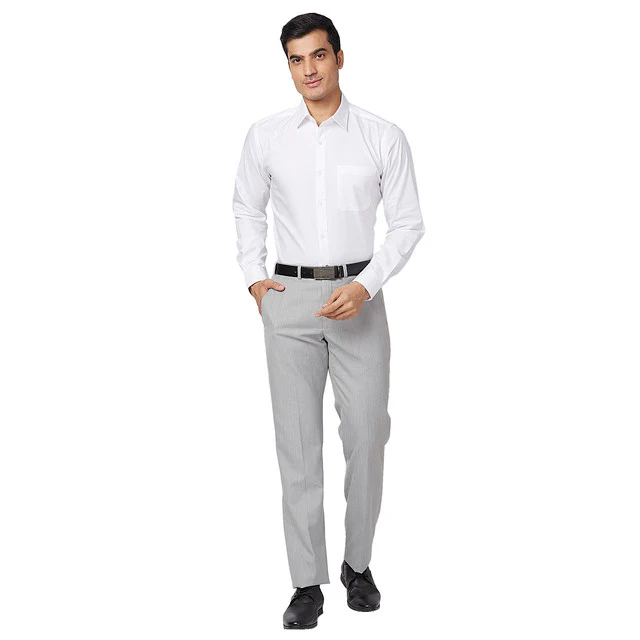Raymond Men White Structure Slim Fit Cotton Shirt - Image 5