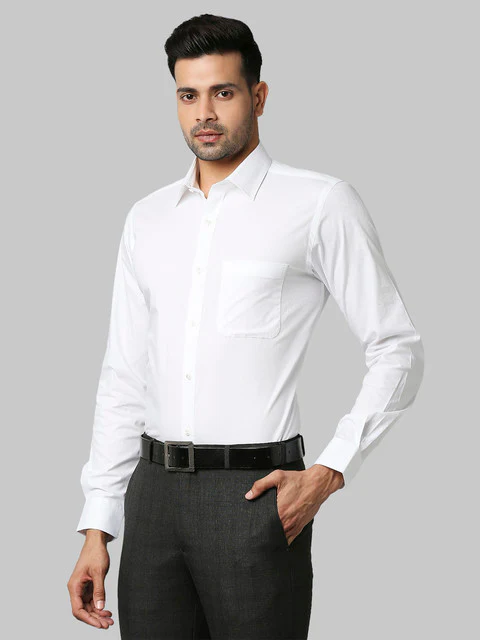 Raymond Men White Structure Slim Fit Cotton Shirt - Image 3