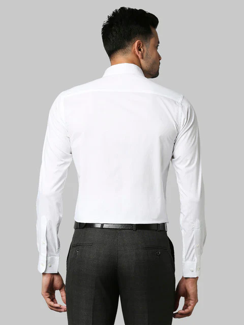 Raymond Men White Structure Slim Fit Cotton Shirt - Image 4
