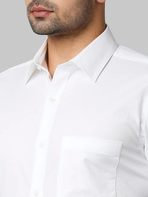 Raymond Men White Structure Slim Fit Cotton Shirt - Image 6