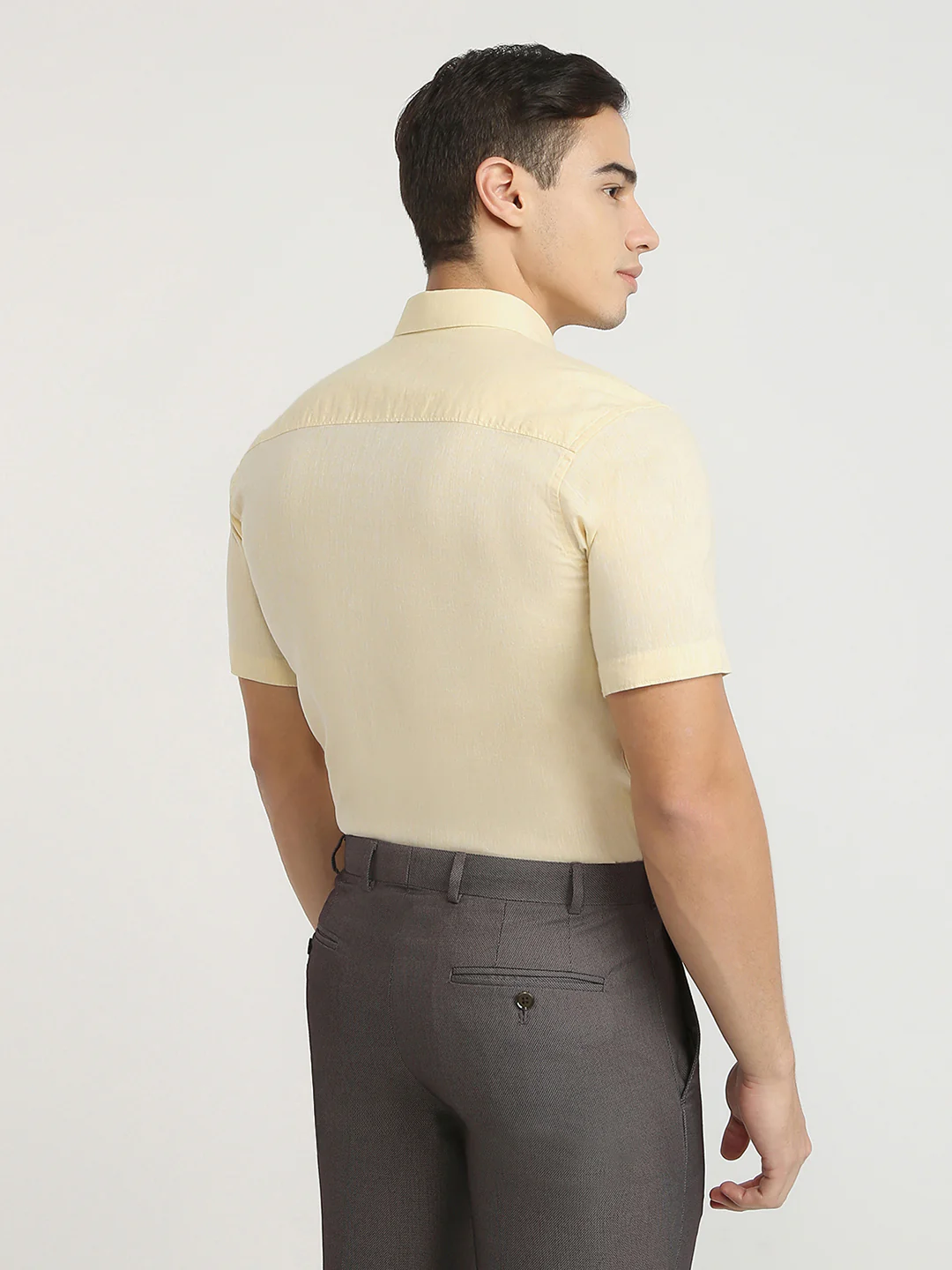 Raymond Men Yellow Chambray Regular Fit Cotton Blend Casual Shirt - Image 4