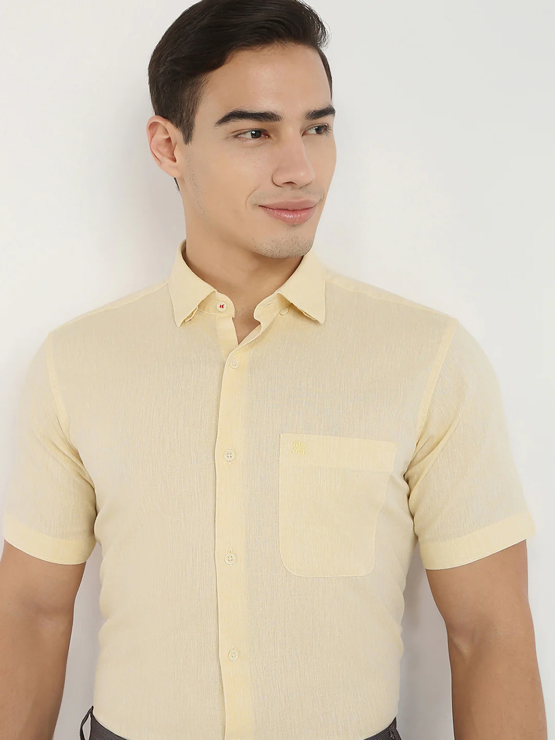 Raymond Men Yellow Chambray Regular Fit Cotton Blend Casual Shirt - Image 6