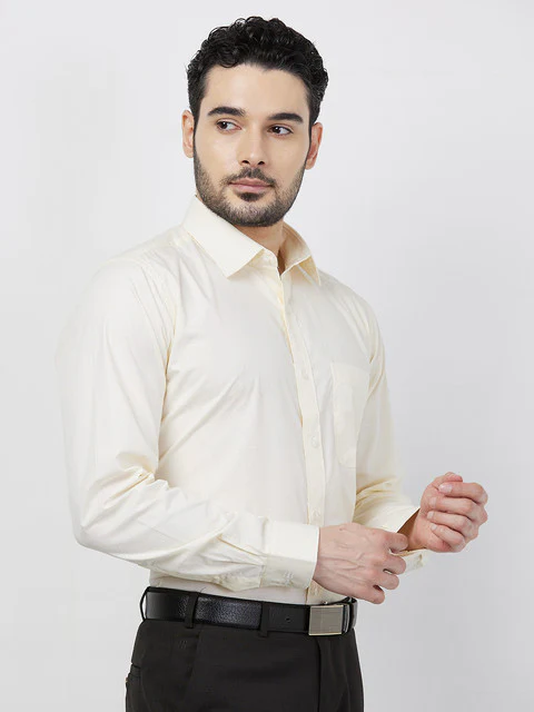 Raymond Men Yellow Checks Slim Fit Cotton Shirt - Image 2