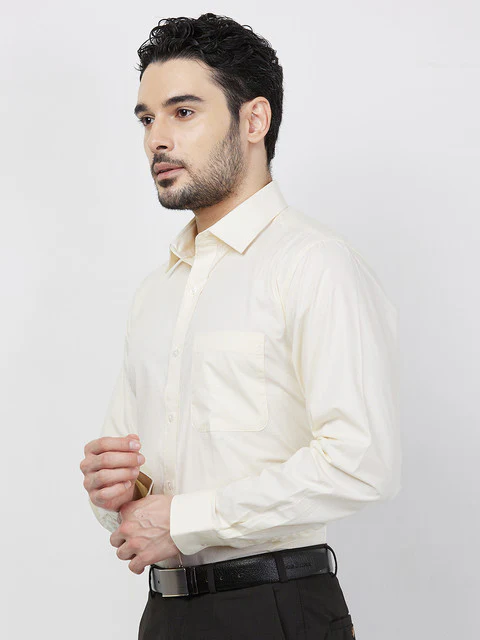 Raymond Men Yellow Checks Slim Fit Cotton Shirt - Image 3