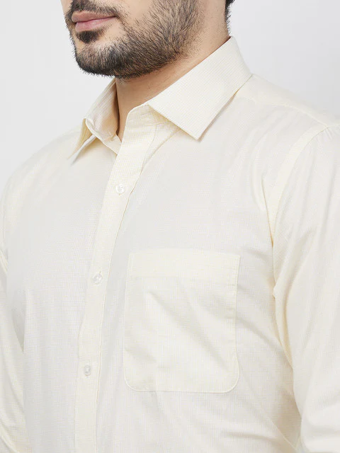Raymond Men Yellow Checks Slim Fit Cotton Shirt - Image 7