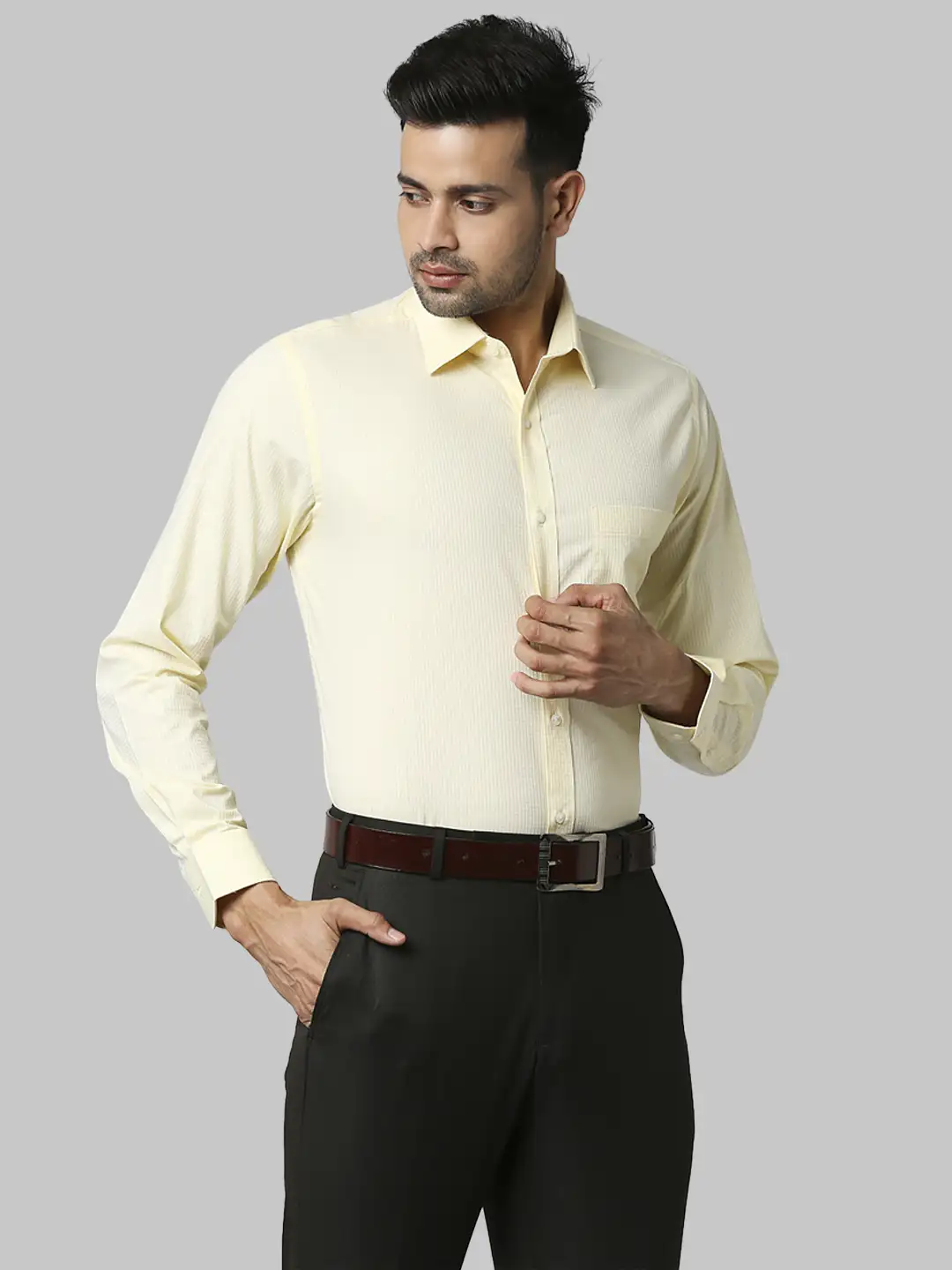 Raymond Men Yellow Checks Slim Fit Cotton Shirts - Image 2