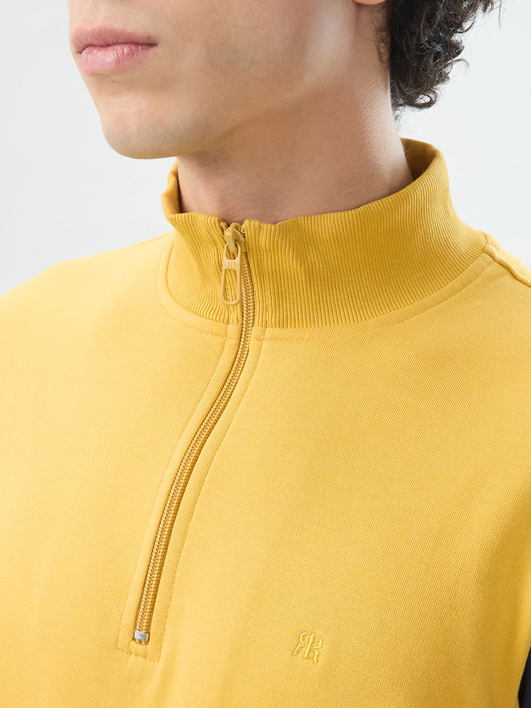 Raymond Men Yellow Colorblock Regular Fit Cotton Blend Sweatshirt - Image 6