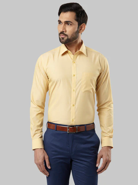 Raymond Men Yellow Contemporary Fit Cotton Shirt