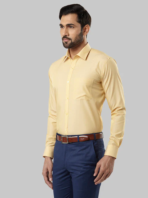 Raymond Men Yellow Contemporary Fit Cotton Shirt - Image 3