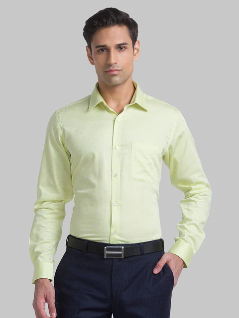 Raymond Men Yellow Contemporary Fit Structured Shirt
