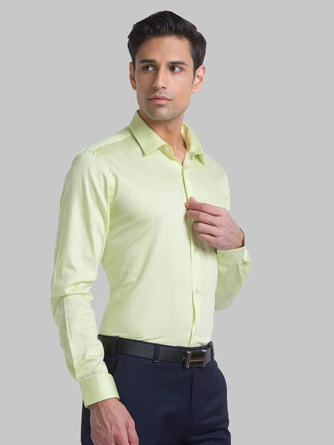 Raymond Men Yellow Contemporary Fit Structured Shirt - Image 2