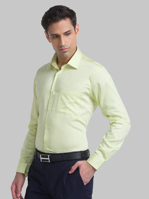 Raymond Men Yellow Contemporary Fit Structured Shirt - Image 3