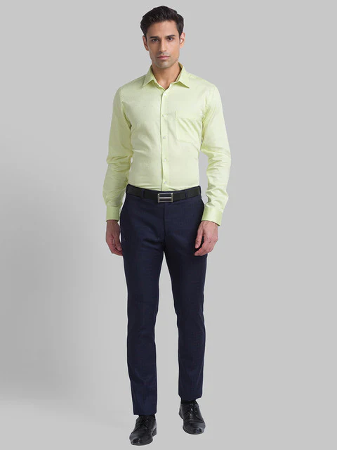Raymond Men Yellow Contemporary Fit Structured Shirt - Image 5