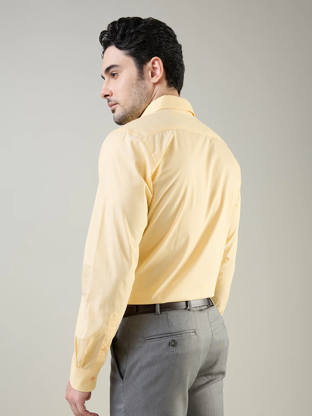 Raymond Men Yellow Fil-A-Fil Slim Fit Cotton Shirt - Image 4