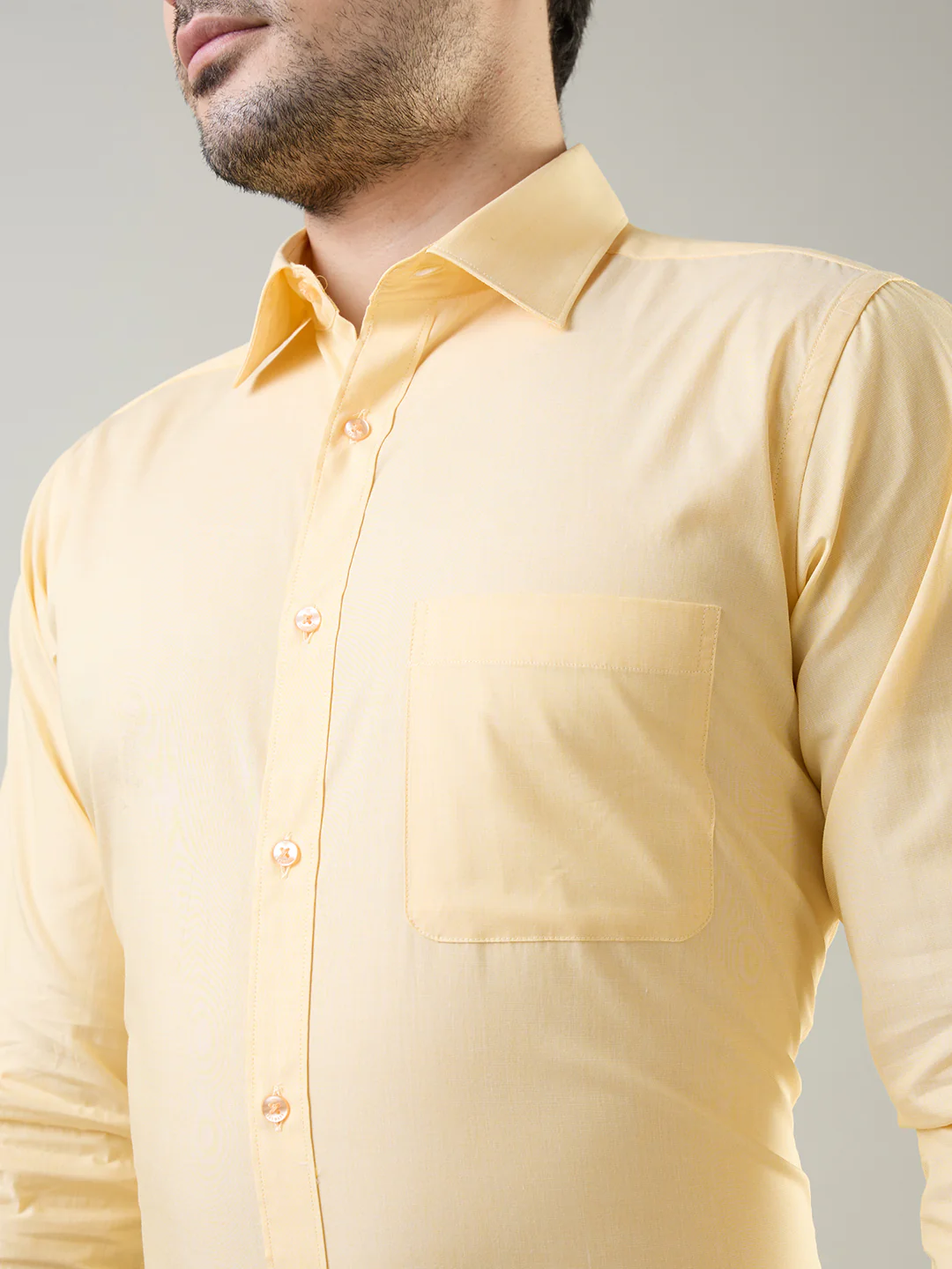Raymond Men Yellow Fil-A-Fil Slim Fit Cotton Shirt - Image 6
