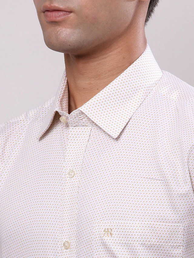 Raymond Men Yellow Print Contemporary Fit Cotton Formal Shirt - Image 2