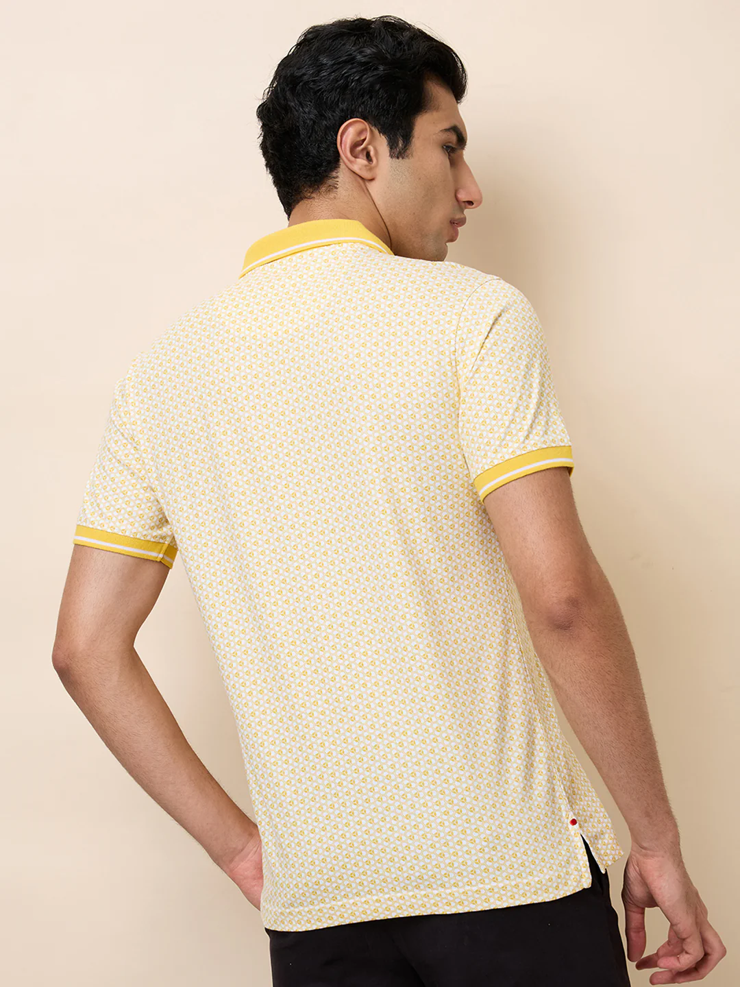 Raymond Men Yellow Print Modern Fit Cotton T-Shirt - Image 3