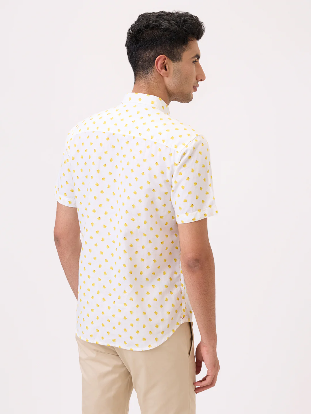 Raymond Men Yellow Print Regular Fit Cotton Blend Casual Shirt - Image 5