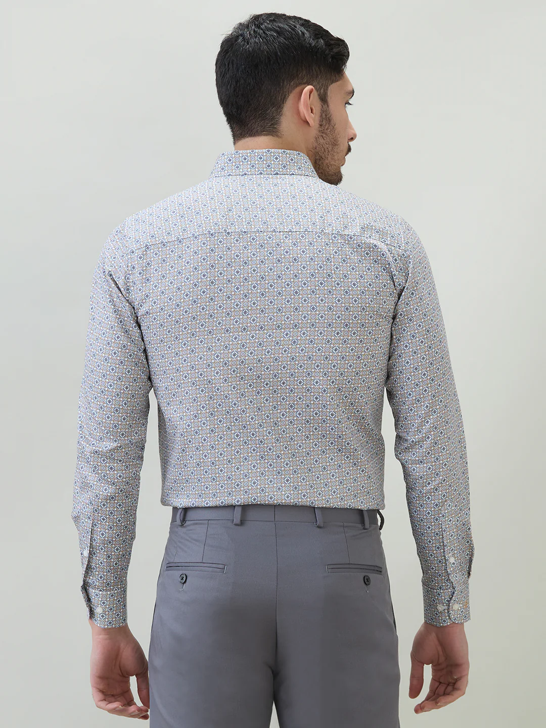 Raymond Men Yellow Print Regular Fit Cotton Shirt - Image 4