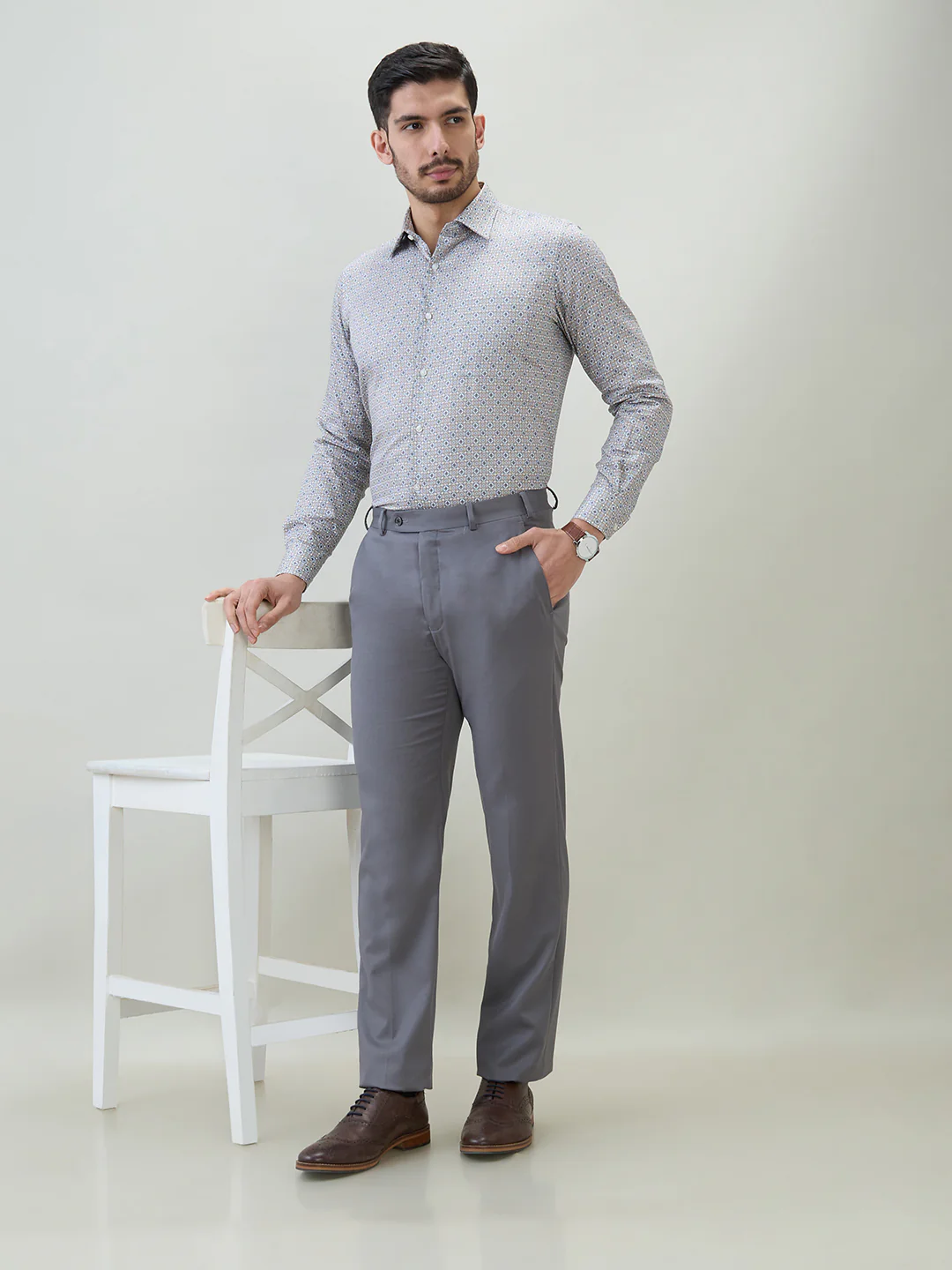Raymond Men Yellow Print Regular Fit Cotton Shirt - Image 6
