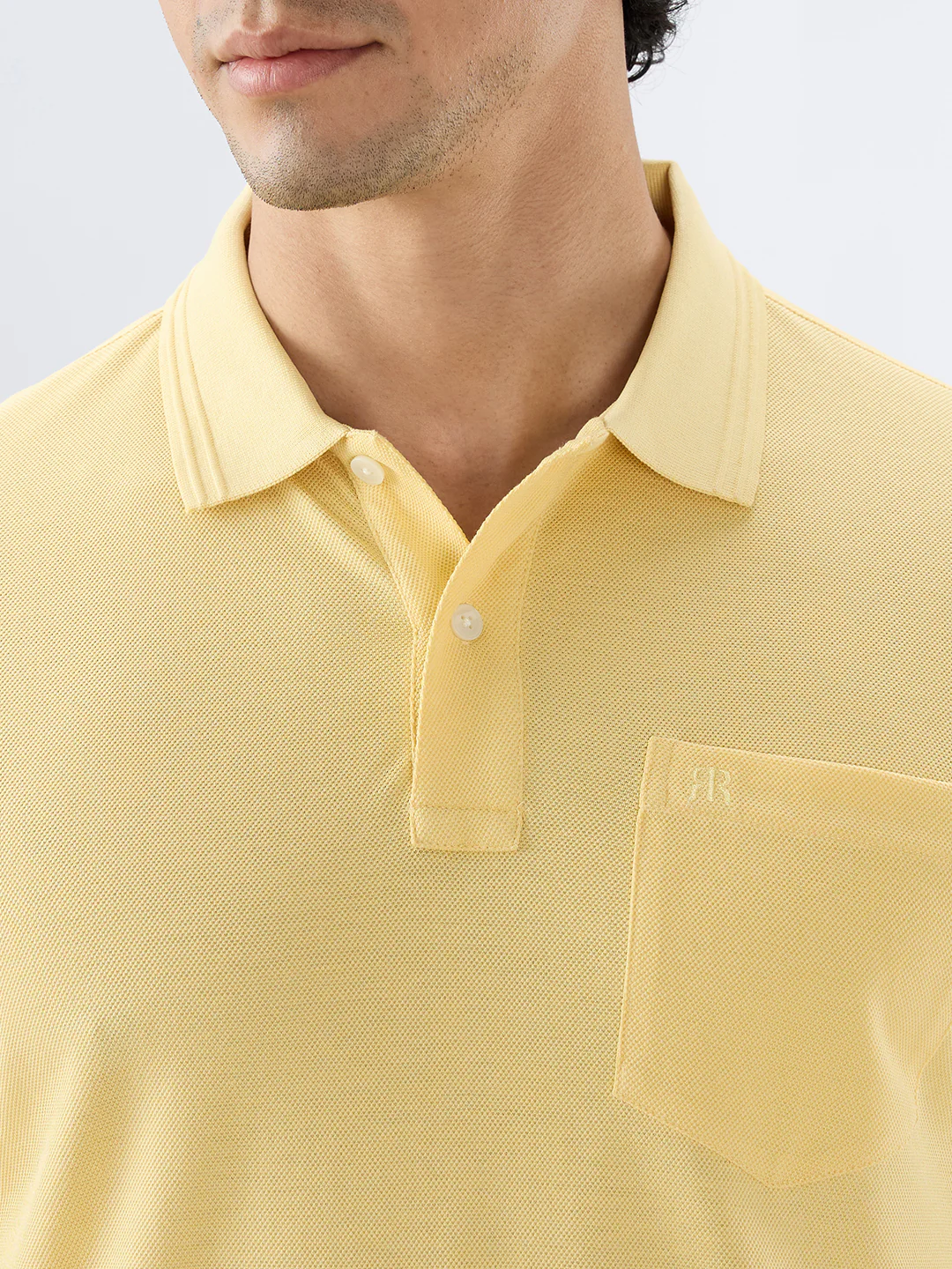 Raymond Men Yellow Regular Fit Solid Polo Neck Collar T-Shirt - Image 6