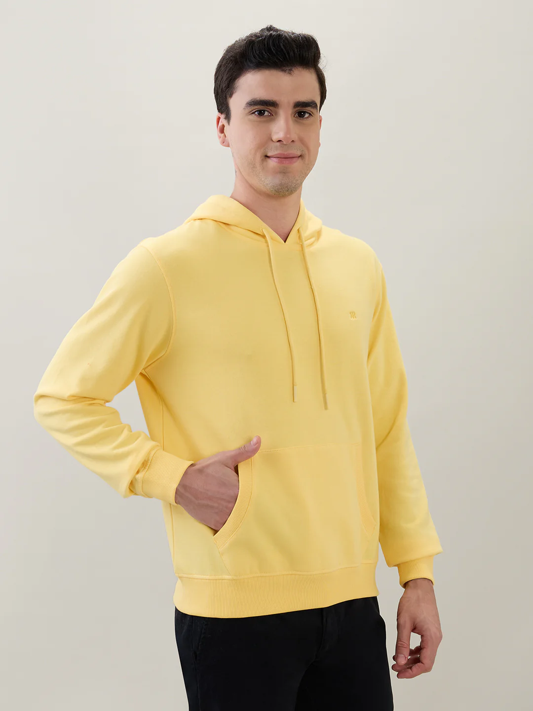 Raymond Men Yellow Solid Regular Fit Cotton Blend Sweatshirt - Image 2