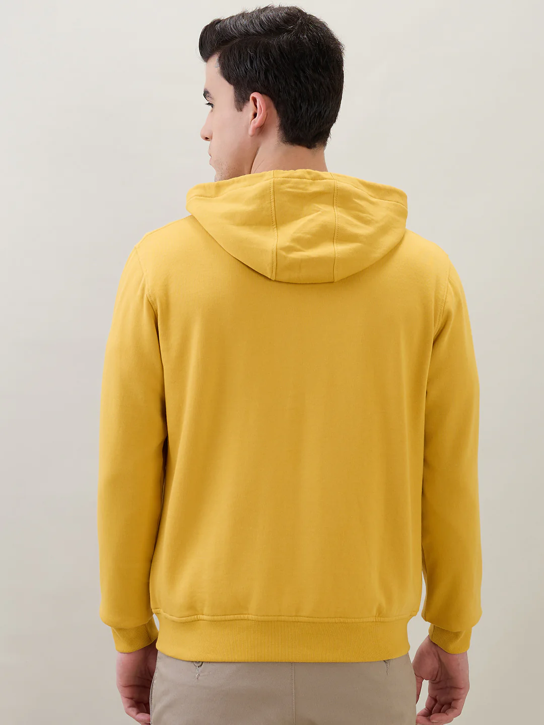 Raymond Men Yellow Solid Regular Fit Cotton Blend Sweatshirt - Image 4