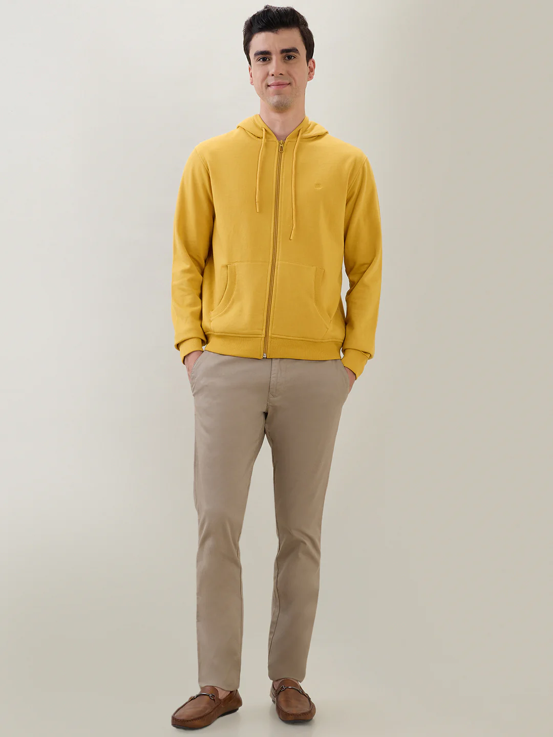 Raymond Men Yellow Solid Regular Fit Cotton Blend Sweatshirt - Image 5