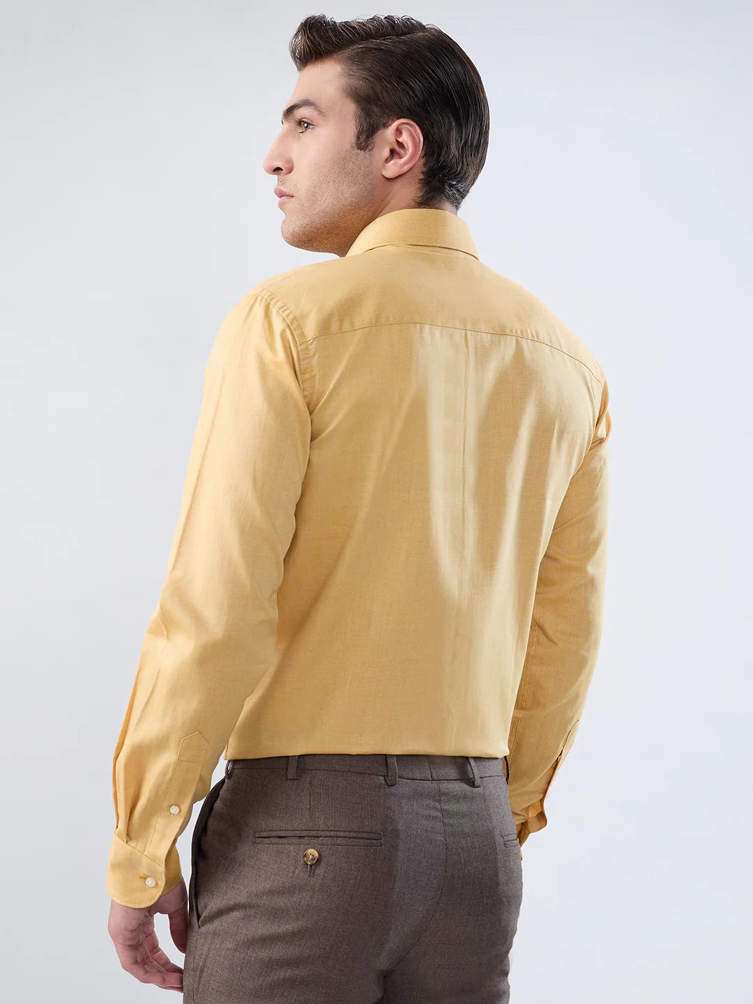 Raymond Men Yellow Solid Regular Fit Cotton Shirt - Image 4