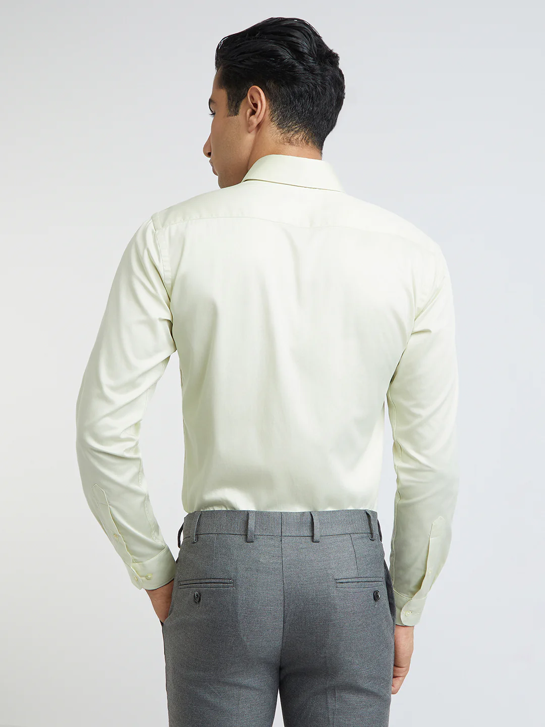 Raymond Men Yellow Solid Slim Fit Cotton Shirt - Image 5