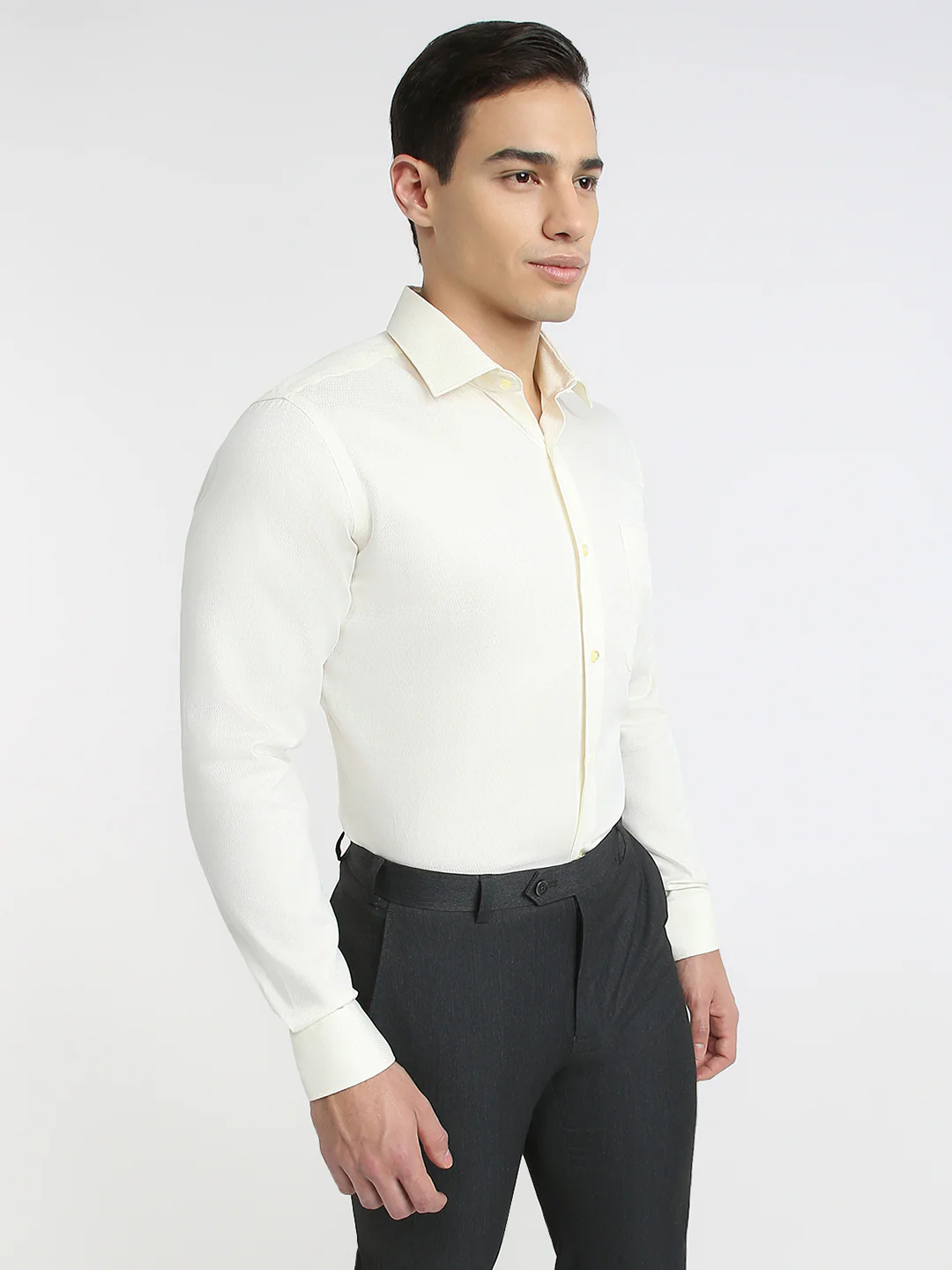 Raymond Men Yellow Structure Contemporary Fit Cotton Formal Shirt - Image 2